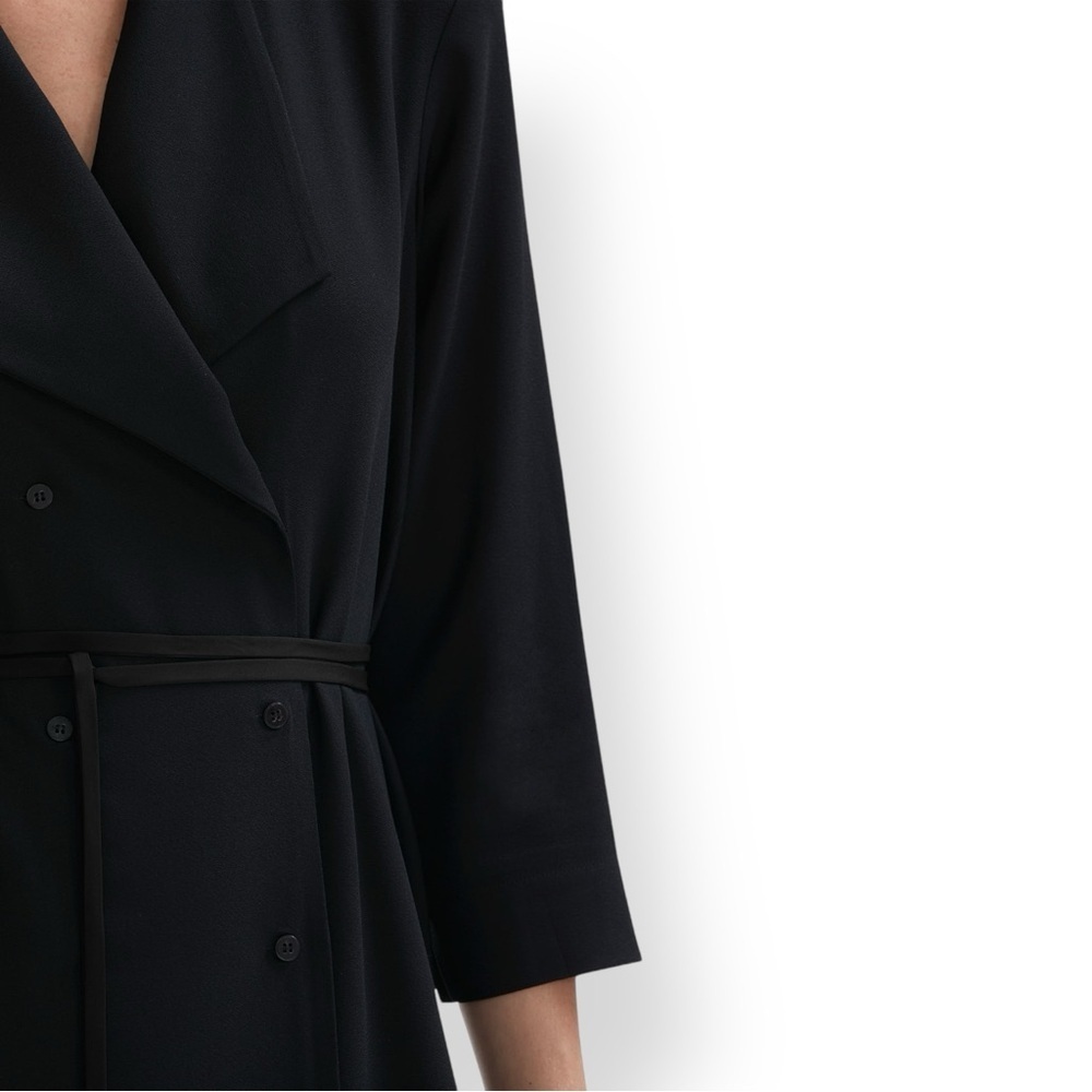 M.M. LaFleur ✘ Suzanne Trench Light Wrap Tie Collared Shirt Dress, Black, M - Picture 4 of 16